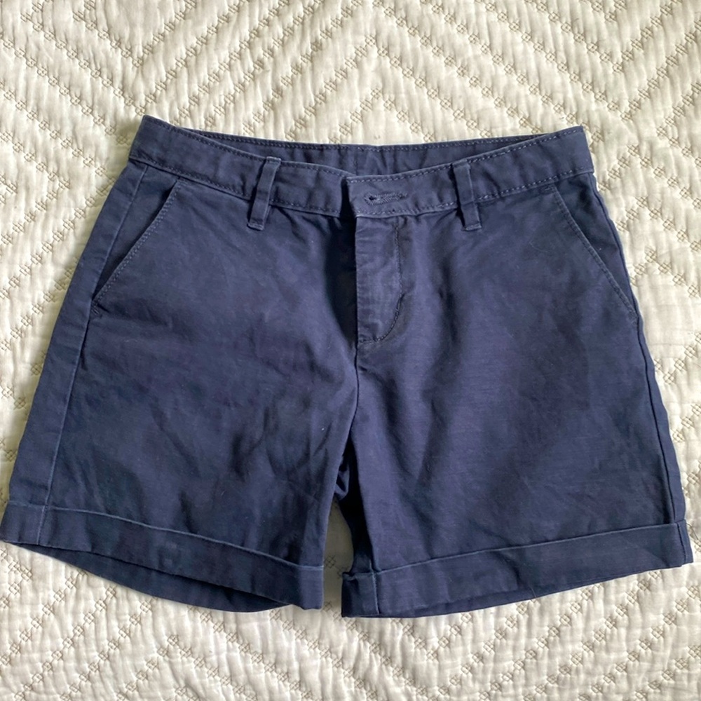 Girls size 10 navy blue cuffed shorts.  Adjustable waist from Gap.